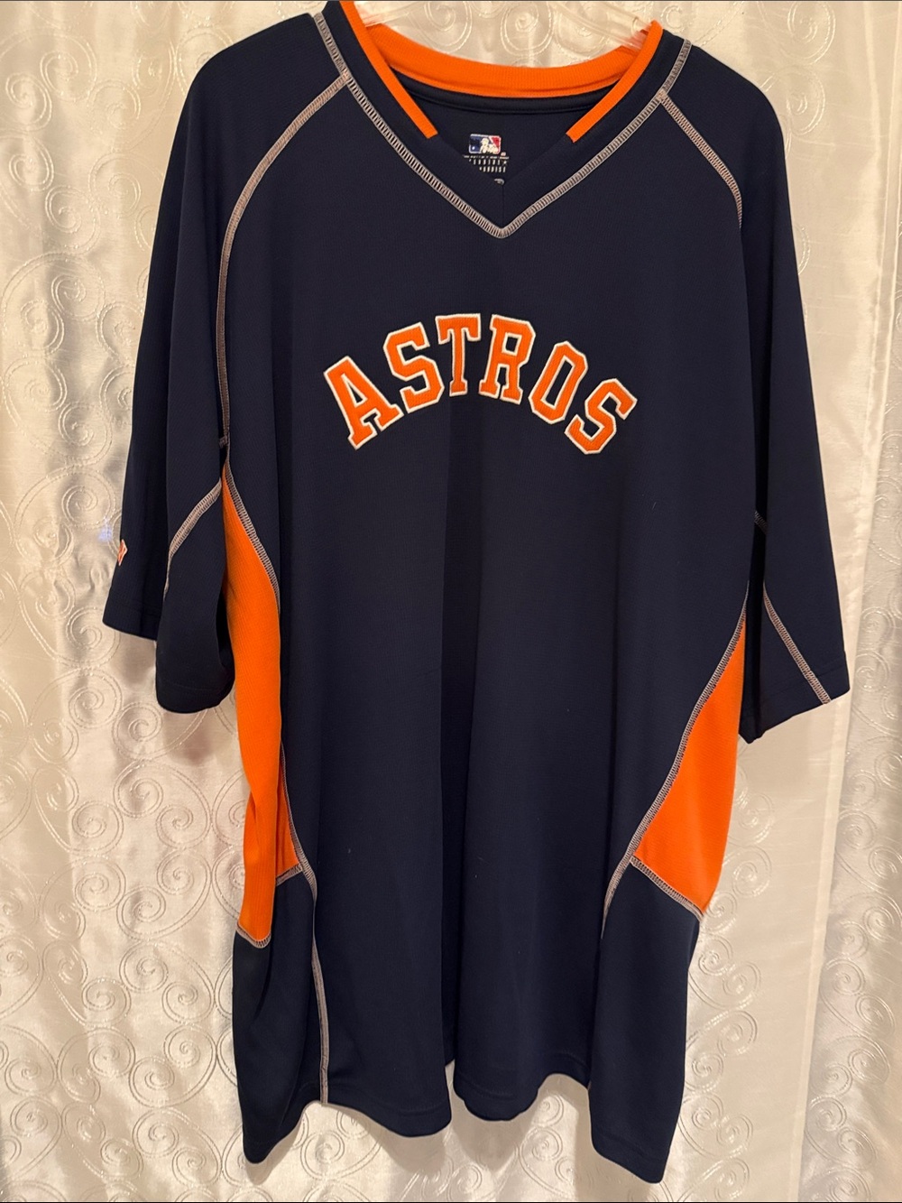 MLB Houston Astros Navy and Orange Pullover Jersey Men’s Size 2XL 🔥 B3